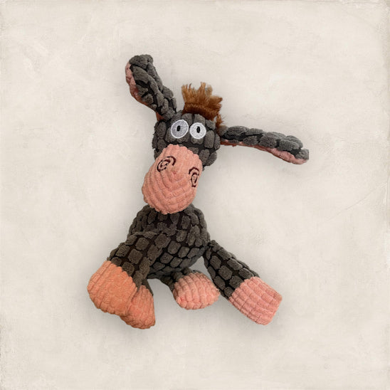 peluche chien Gaston l’Ânon sur fond beige doux style Coin Chouchou